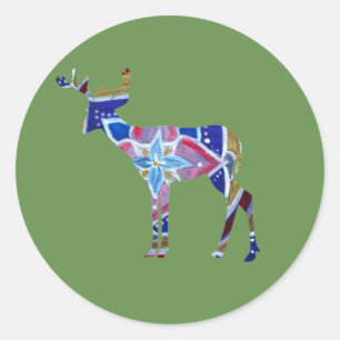 Mandala Reh Classic Round Sticker, glänzend Runder Aufkleber