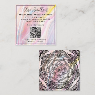 Mandala Reiki Heilmedizin Rosa Pastellfarbe Quadratische Visitenkarte