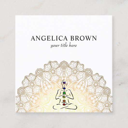 Mandala - Reiki Master mit Chakras-Visitenkarte Quadratische Visitenkarte (Vorderseite)