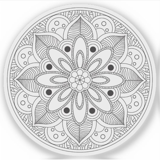 Mandala Retro Hand Bio schwarz-weiß gezeichnet Aufkleber (Vorderseite)