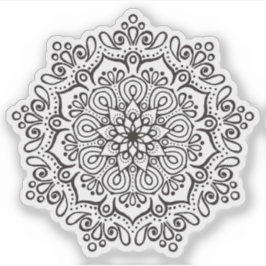 Mandala Retro Hand Bio schwarz-weiß gezeichnet Aufkleber