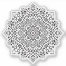 Mandala Retro Hand Bio schwarz-weiß gezeichnet Aufkleber