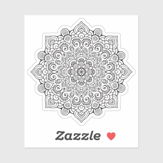Mandala Retro Hand Bio schwarz-weiß gezeichnet Aufkleber (Blatt)