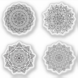 Mandala Retro Hand-Henna-Tätowierung-Set 4x Aufkleber
