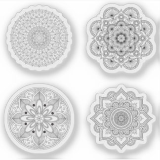 Mandala Retro Hand Henna tattoo Set 4x Aufkleber