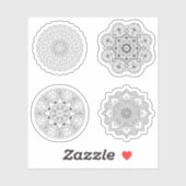 Mandala Retro Hand Henna tattoo Set 4x Aufkleber (Blatt)