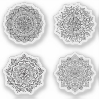 Mandala Retro Hand Henna tattoo Set 4x Aufkleber