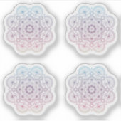 Mandala Retro Hand lila blaues Tattoo Set 4x Aufkleber (Vorderseite)