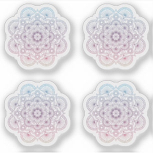 Mandala Retro Hand lila blaues Tattoo Set 4x Aufkleber