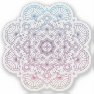 Mandala Retro handgezeichnet lila blaues Tattoo Aufkleber