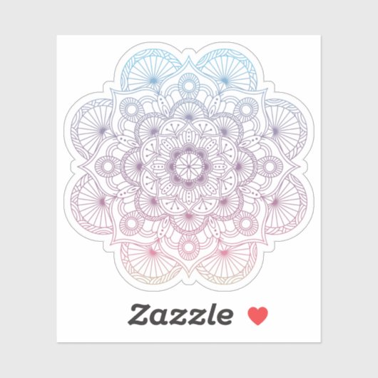 Mandala Retro handgezeichnet lila blaues Tattoo Aufkleber (Blatt)