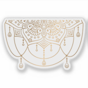 Mandala Retro handgezeichnete goldene Tätowierung Aufkleber