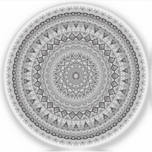 Mandala Retro handgezeichnete Schwarz-Weiß-Blume Aufkleber