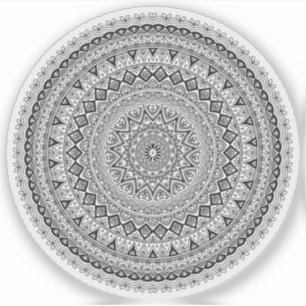 Mandala Retro handgezeichnete schwarz-weiße Blume Aufkleber