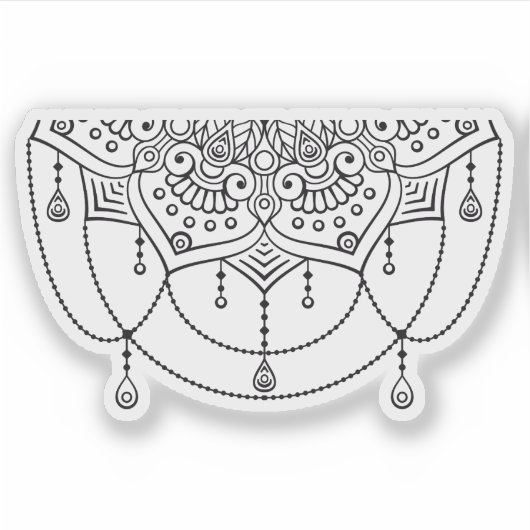 Mandala Retro handgezeichnete schwarz-weiße Tätowi Aufkleber (Vorderseite)