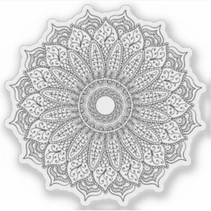 Mandala Retro handgezeichnete schwarze und weiße S Aufkleber