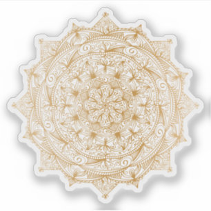 Mandala Retro handgezeichnetes goldenes Tattoo Aufkleber