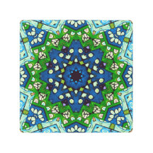 Mandala Retro Mosaic Green Blue Pattern