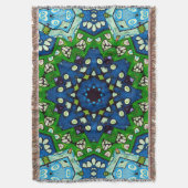 Mandala Retro Mosaic Green Blue Pattern Decke (Vorderseite Vertikal)