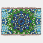 Mandala Retro Mosaic Green Blue Pattern Decke (Vorderseite)