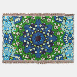 Mandala Retro Mosaic Green Blue Pattern Decke