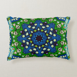 Mandala Retro Mosaic Green Blue Pattern Dekokissen