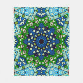 Mandala Retro Mosaic Green Blue Pattern Fleecedecke (Vorderseite)
