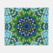 Mandala Retro Mosaic Green Blue Pattern Fleecedecke (Vorderseite (Horizontal))