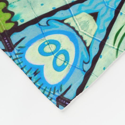 Mandala Retro Mosaic Green Blue Pattern Fleecedecke (Ecke)