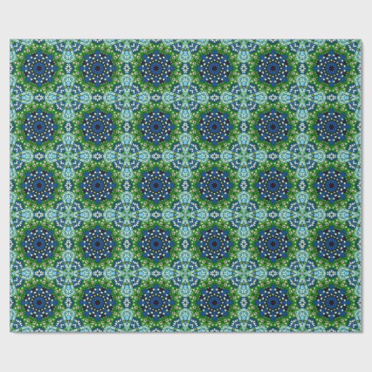 Mandala Retro Mosaic Green Blue Pattern Geschenkpapier (Flach)