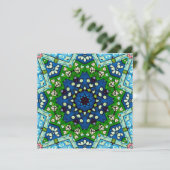 Mandala Retro Mosaic Green Blue Pattern Karte (Stehend Vorderseite)