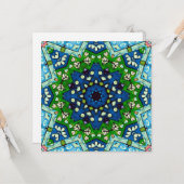 Mandala Retro Mosaic Green Blue Pattern Karte (Vorderseite/Rückseite Beispiel)