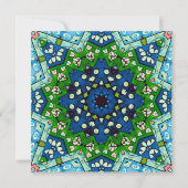 Mandala Retro Mosaic Green Blue Pattern Karte (Vorderseite)