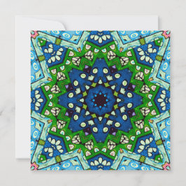 Mandala Retro Mosaic Green Blue Pattern Karte