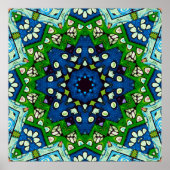 Mandala Retro Mosaic Green Blue Pattern Poster (Vorne)