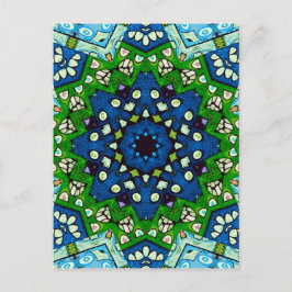 Mandala Retro Mosaic Green Blue Pattern Postkarte