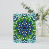Mandala Retro Mosaic Green Blue Pattern Postkarte (Stehend Vorderseite)