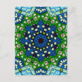 Mandala Retro Mosaic Green Blue Pattern Postkarte (Vorderseite)