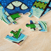 Mandala Retro Mosaic Green Blue Pattern Puzzle (Seite)