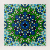Mandala Retro Mosaic Green Blue Pattern Puzzle (Horizontal)