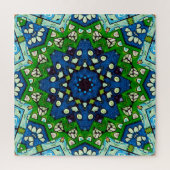 Mandala Retro Mosaic Green Blue Pattern Puzzle (Vertikal)