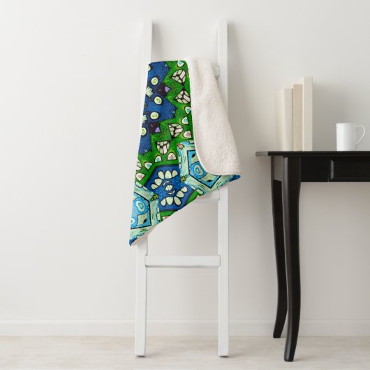 Mandala Retro Mosaic Green Blue Pattern Sherpadecke (Beispiel)