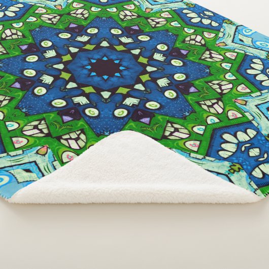 Mandala Retro Mosaic Green Blue Pattern Sherpadecke (3/4)