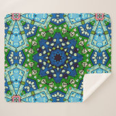 Mandala Retro Mosaic Green Blue Pattern Sherpadecke (Vorderseite (Horizontal))