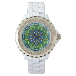 Mandala Retro Mosaik Green Blue Pattern Watch Armbanduhr