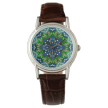 Mandala Retro Mosaik Green Blue Pattern Watch