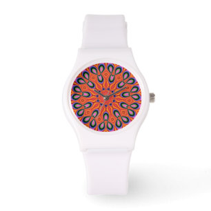 Mandala Retro Orange Hipster Armbanduhr