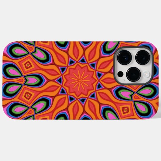 Mandala Retro Orange Hipster Case-Mate iPhone Hülle (Rückseite (Horizontal))