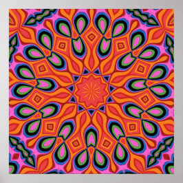 Mandala Retro Orange Hipster Decor Poster