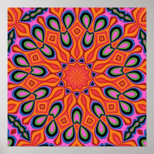 Mandala Retro Orange Hipster Decor Poster